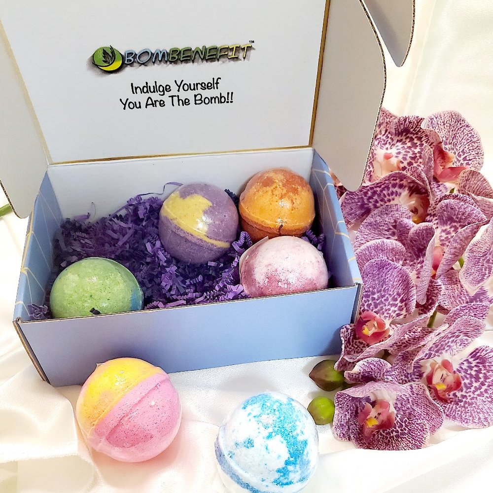 Bath Bombs 6 Assorted Set Essential Oils Epson Salts 5oz each Natural -100 % USA